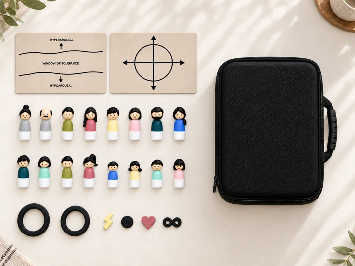 The complete Core Set: sixteen figures, two boards, two rings, four symbols and a fitted case